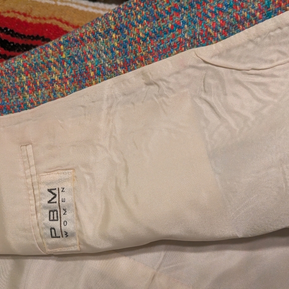 Vintage PBM Women’s Double-Breasted Silk Tweed Blazer Jacket Size 16 USA - Picture 4 of 10